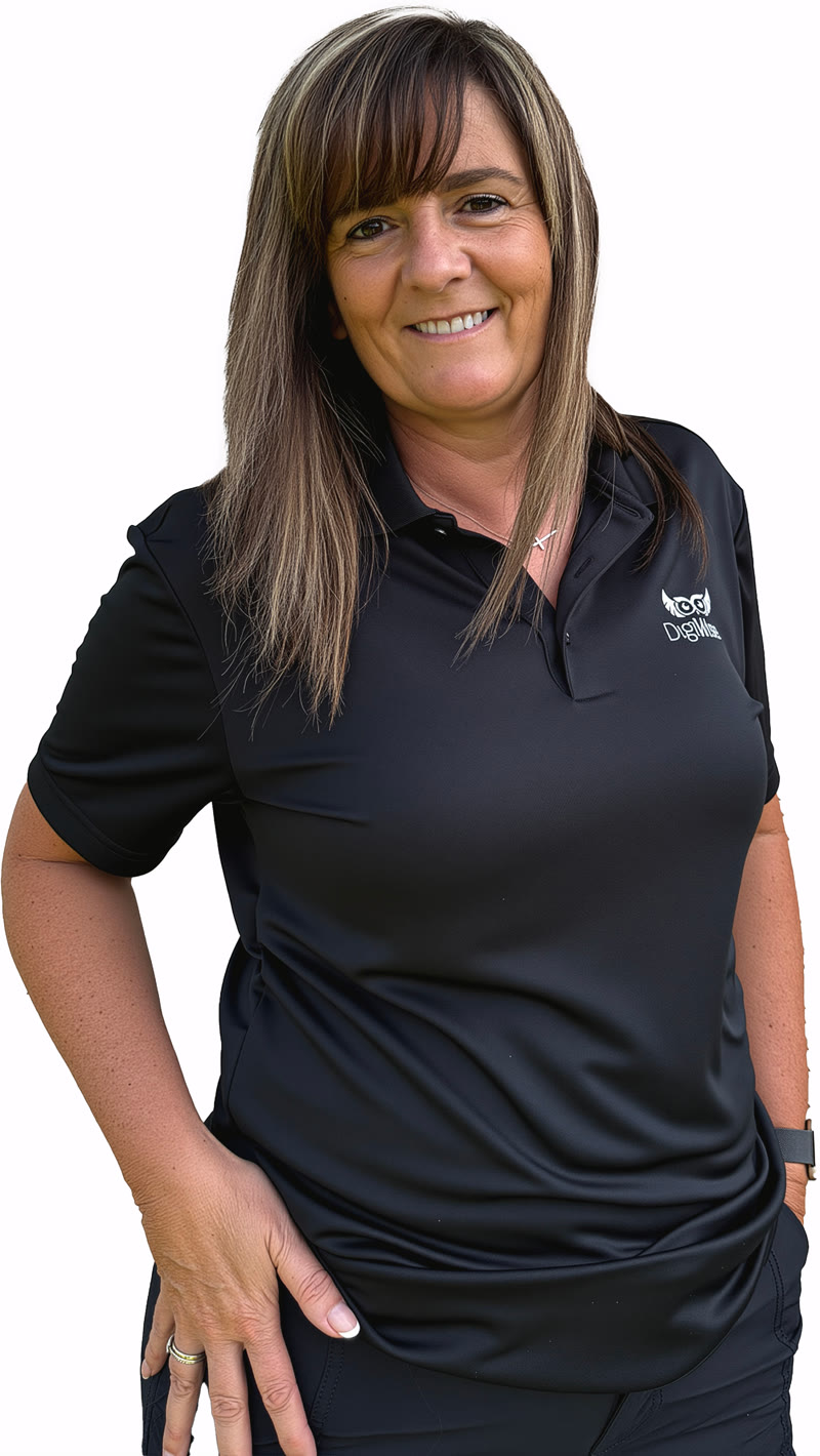 Jackie O'Regan, Digital Wellness Coach, in a DigiWise polo shirt